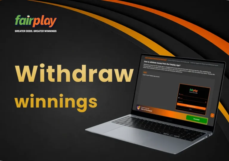 Laptop showing the fairplay withdrawal process with clear steps for cashing out funds.